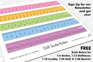 A printable PDF with 5 common dollhouse scale rulers on it.